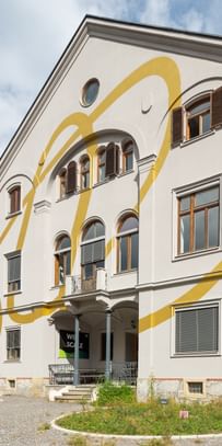 Goldene Verzierungen auf der Gebäudefassade