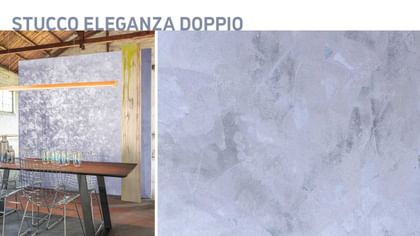 Wand mit eleganter Stucco-Struktur in changierendem Lavendelgrau