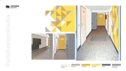 Gelbe Dreiecke auf Weiß bringen Struktur und Frische ins Wohnhaus – Orientierung mit Gefühl.