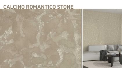 Beige Wand mit romantischer Kalkoptik und schimmernden Akzenten in Steinstruktur