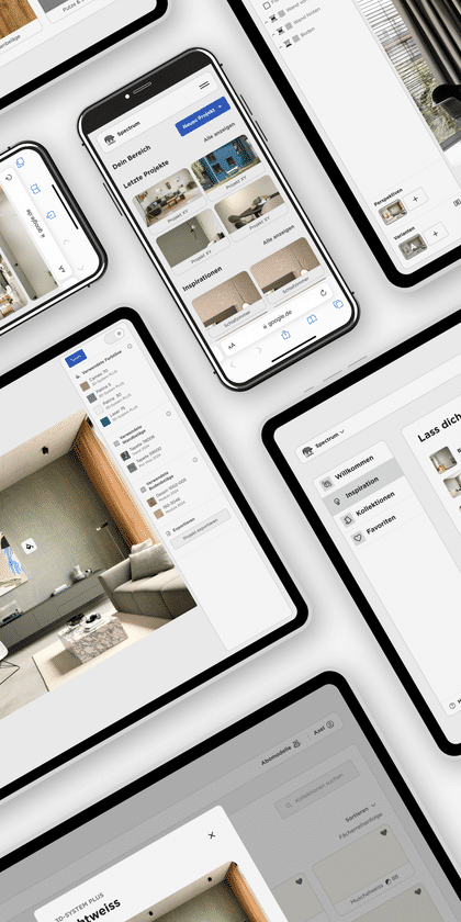 Smartphones und Tablets zeigen Spectrum in Aktion – Gestalten, Filtern, Vergleichen, überall nutzbar