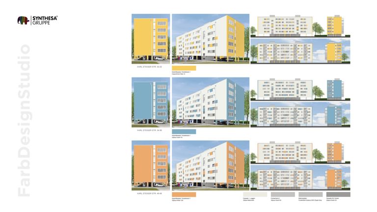 Kräftige Kontrastflächen auf Seitenwänden geben Orientierung und architektonische Spannung.