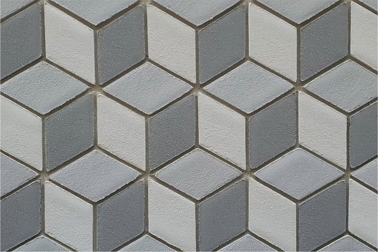 Verspieltes Würfelmuster in Grau und Weiß – dreidimensional, kreativ und inspirierend
